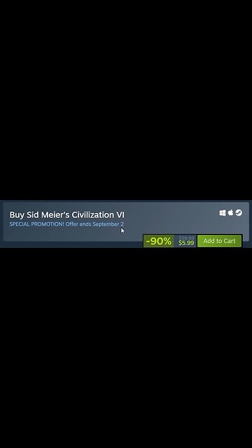 big sale on civ 6 and 5 and a few dlc's too