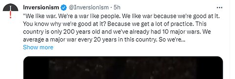 "We like war. We're a war like people. We like war because we're good at it.