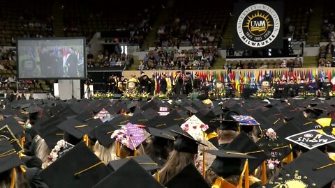 Dwyane Wade and Willem Dafoe speak to new graduates