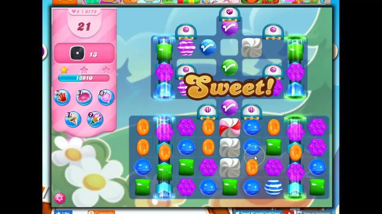 Candy Crush Level 3772 Talkthrough, 30 Moves 0 Boosters