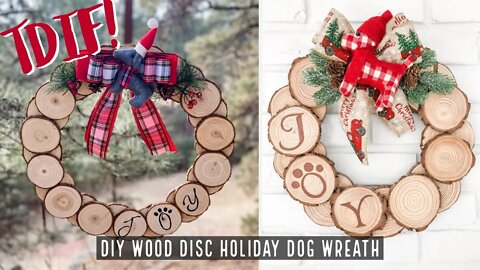 How to make a Wood Disc Holiday Dog Wreath