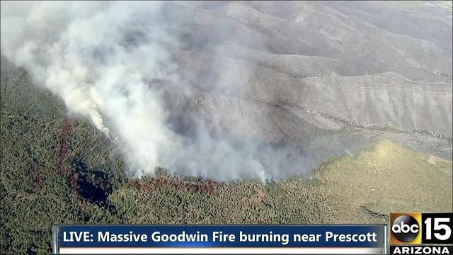 RAW: Air15 over scene of 21,000 acre Goodwin Fire Wednesday night