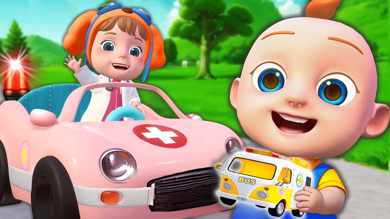 Wheels On The Bus With The Cute Ambulance Car - Funny Song | Nursery Rhymes & Luco Kids Song