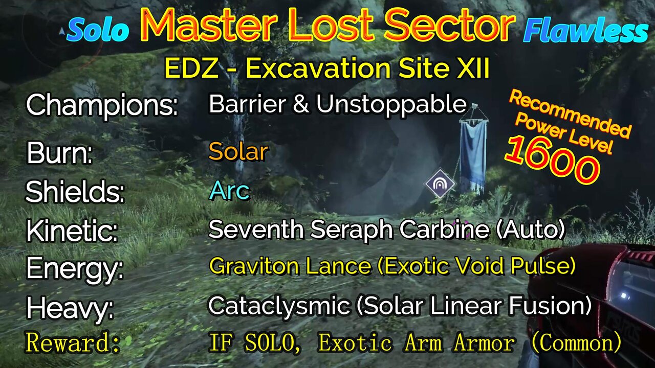 Destiny 2 Master Lost Sector: EDZ - Excavation Site XII on my Warlock Solo-Flawless 11-29-22