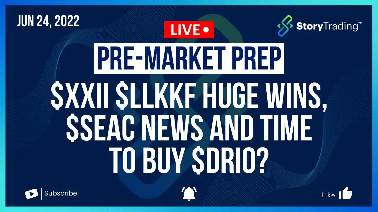 6/24/22 PreMarket Prep: $XXII $LLKKF Huge Wins, $SEAC News and Time to Buy $DRIO?