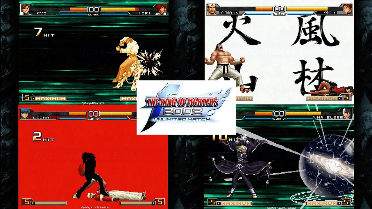 The King of Fighters 2002 Unlimited Match - All max super moves attacks!