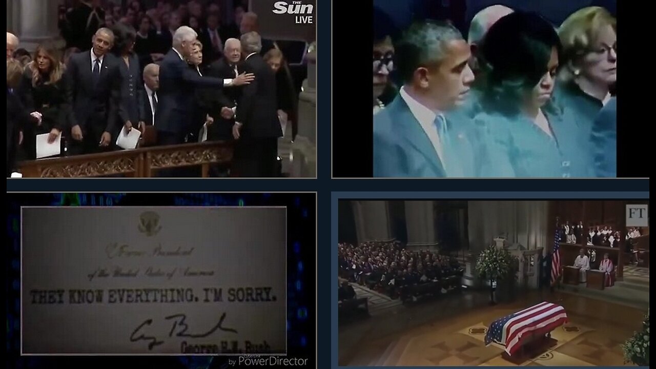 Full Bush Sr. Funeral Video - Eyes on the wives & envelopes...