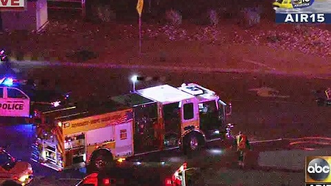 Air15 over scene of serious car crash in Goodyear