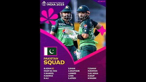 Pakistan Cricket Squad for World Cup 2023