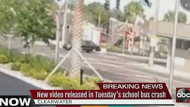 VIDEO: School bus crashes into pole in Clearwater, driver injured