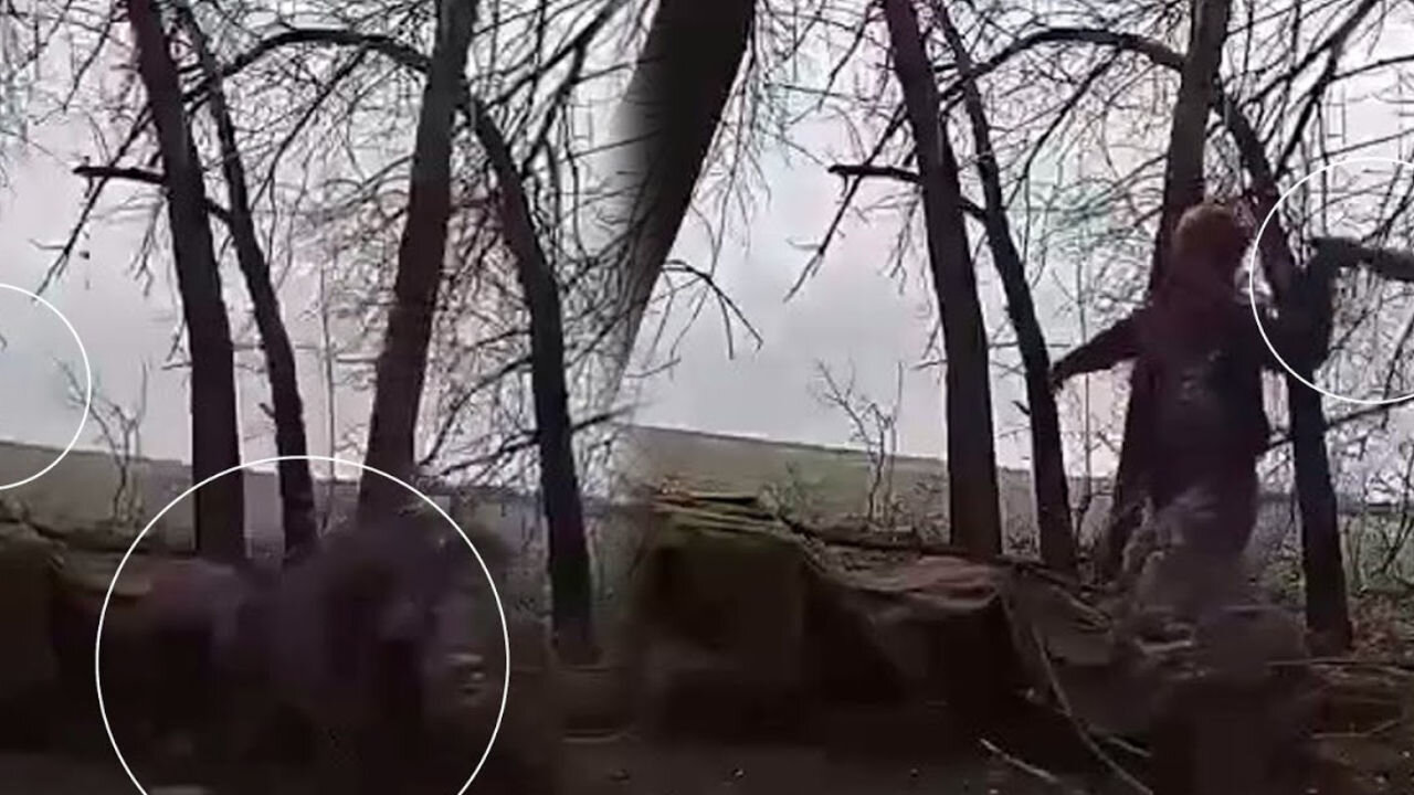 A Russian soldier's hand grenade that was thrown while intoxicated hits his position and explodes.