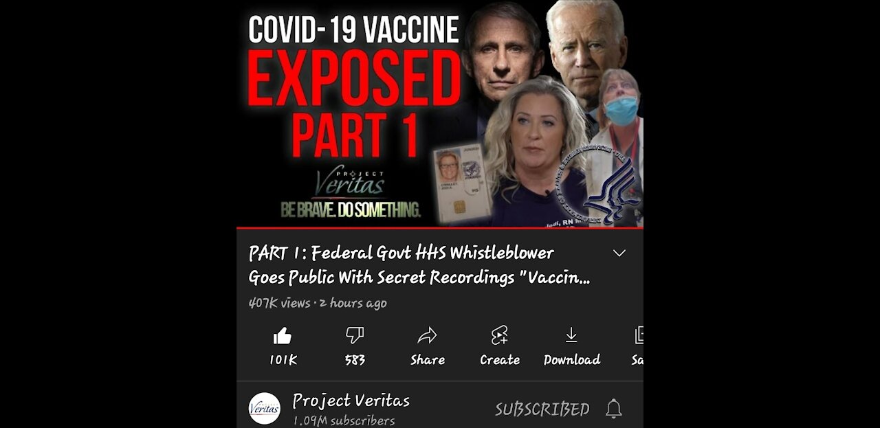 Project Veritas Federal Govt HHS Whistleblower on Vaccine "Evil at the Highest Level" Part 1