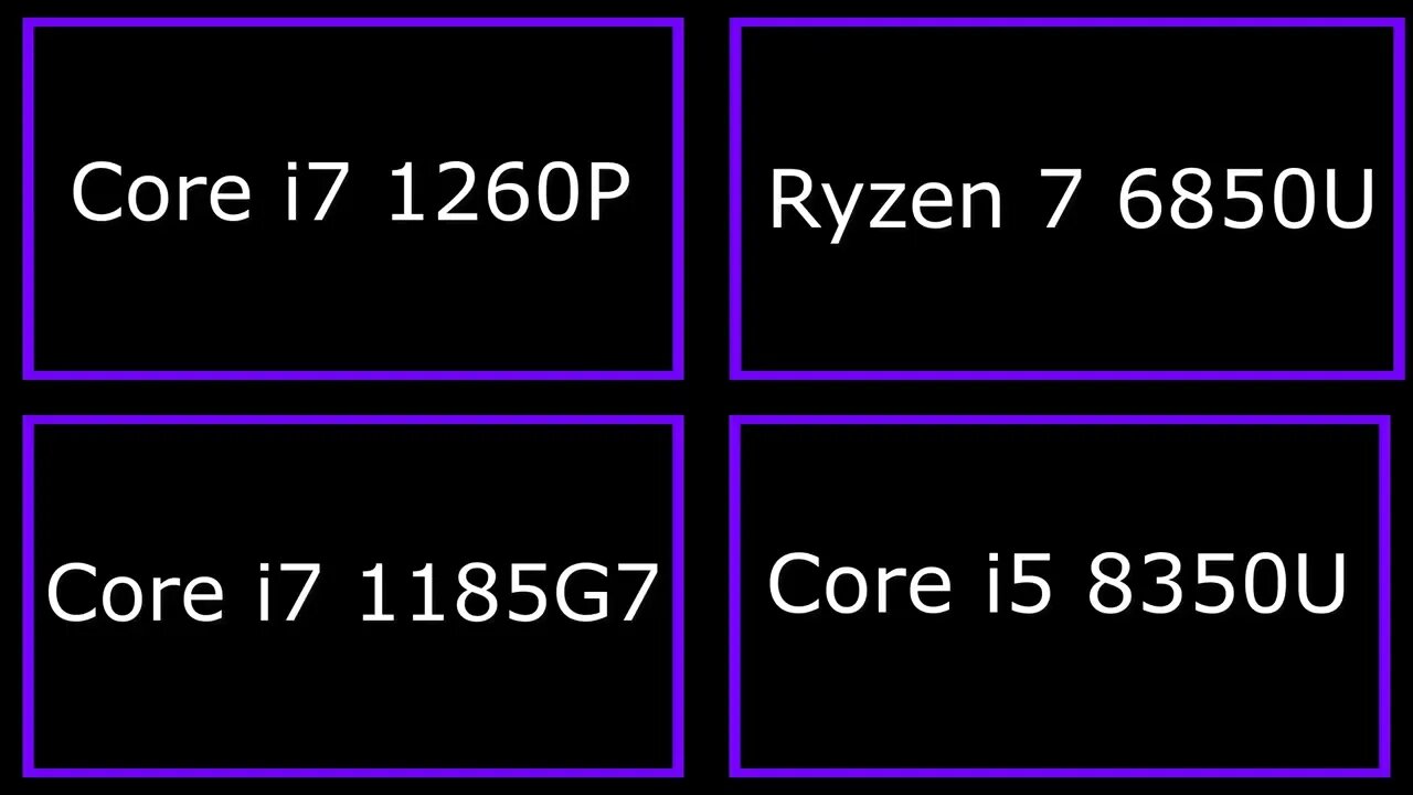 Benchmark Comparison: i7 1260p, i7 1185G7, Ryzen 7 6850u, i5 8350u