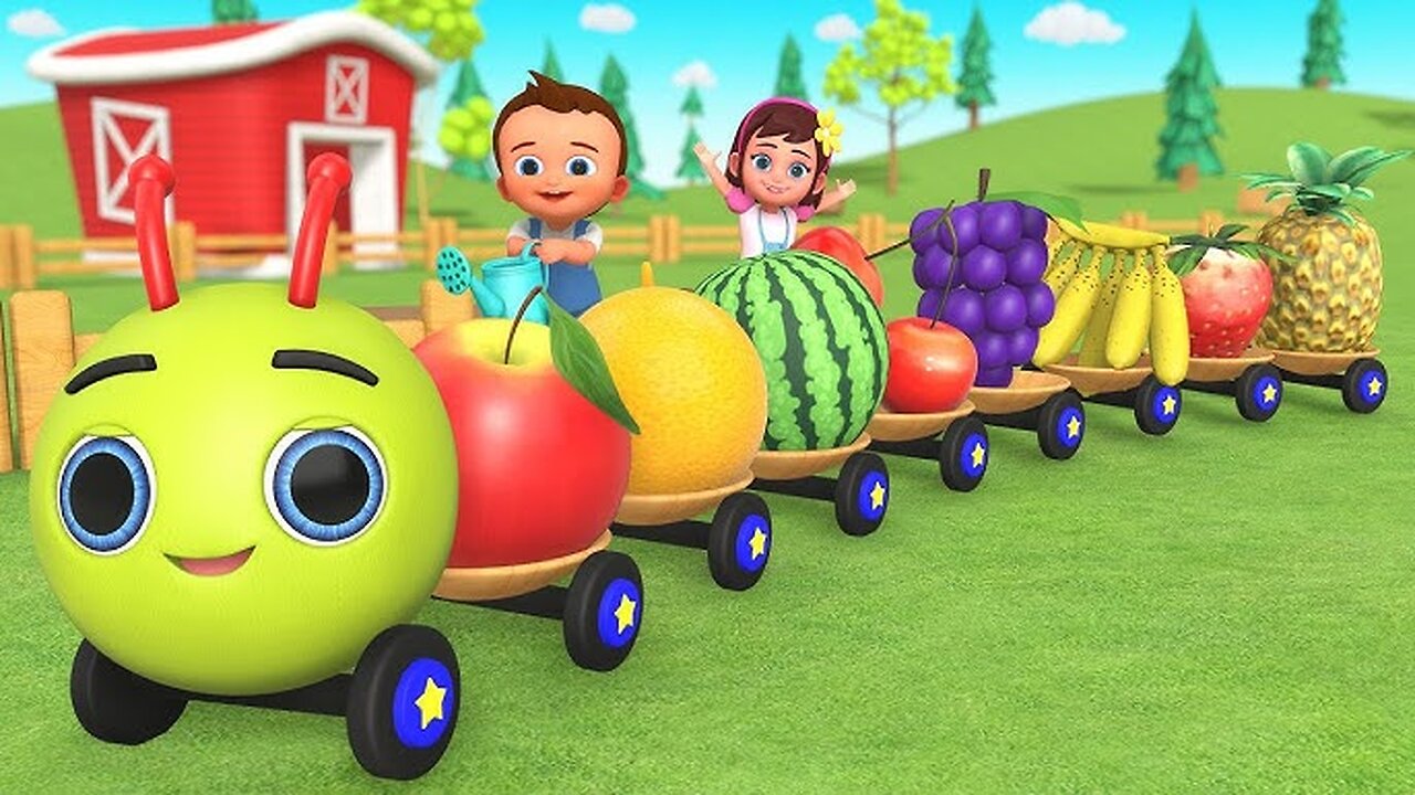 Learn Colors & Fruits Names for Children with Little Baby Fun Play Cutting Fruits Toy Train Kids