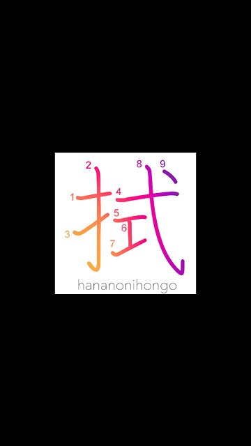 拭 - to wipe/to mop sth up/to swab - Learn how to write Japanese Kanji 拭 - hananonihongo.com