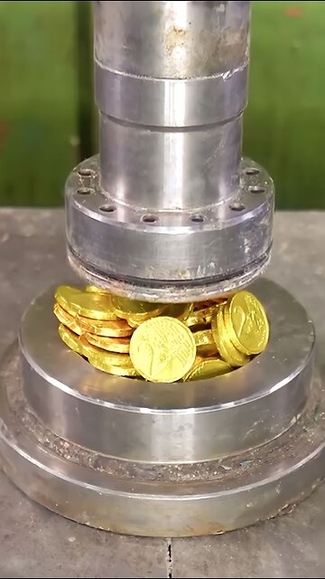 Gold Chocolate Coins vs. Hydraulic Press