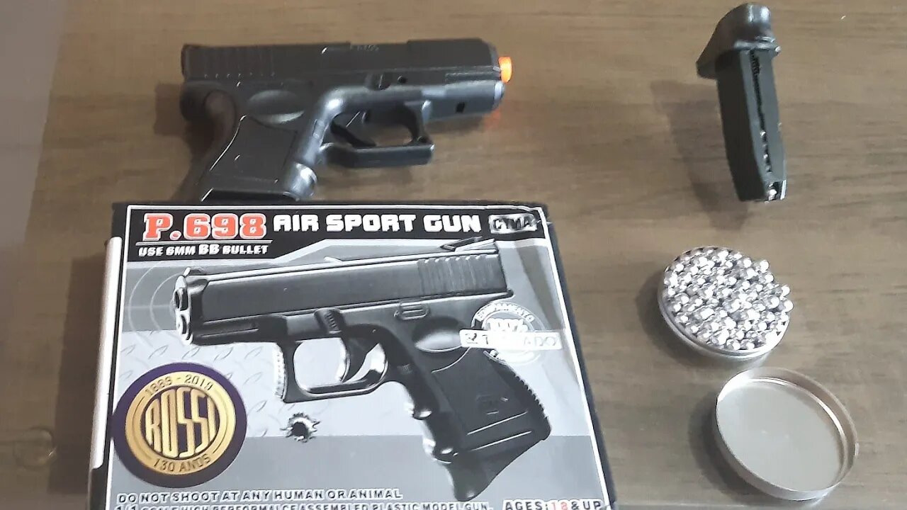 Pistola airsoft + Esferas de Alumínio