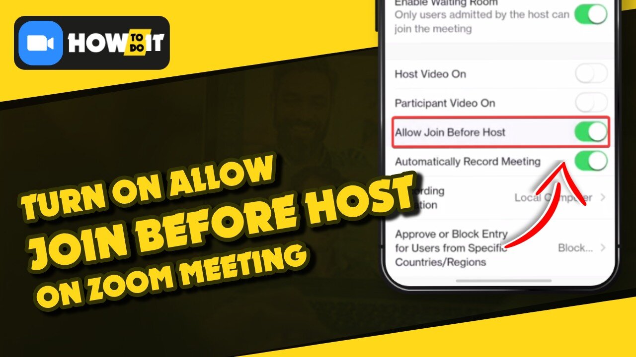 How to turn on allow join before host on Zoom