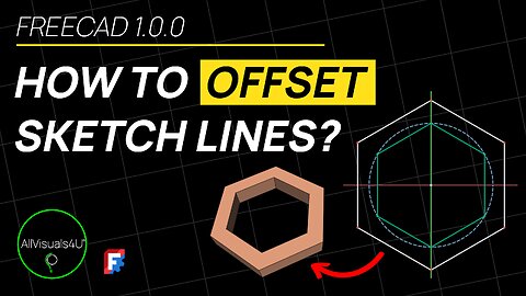 ⏱ TIMELAPSE 🙏 Offset Sketch Lines In FreeCAD 1.0 - FreeCAD Offset Sketch - FreeCAD Sketcher Offset