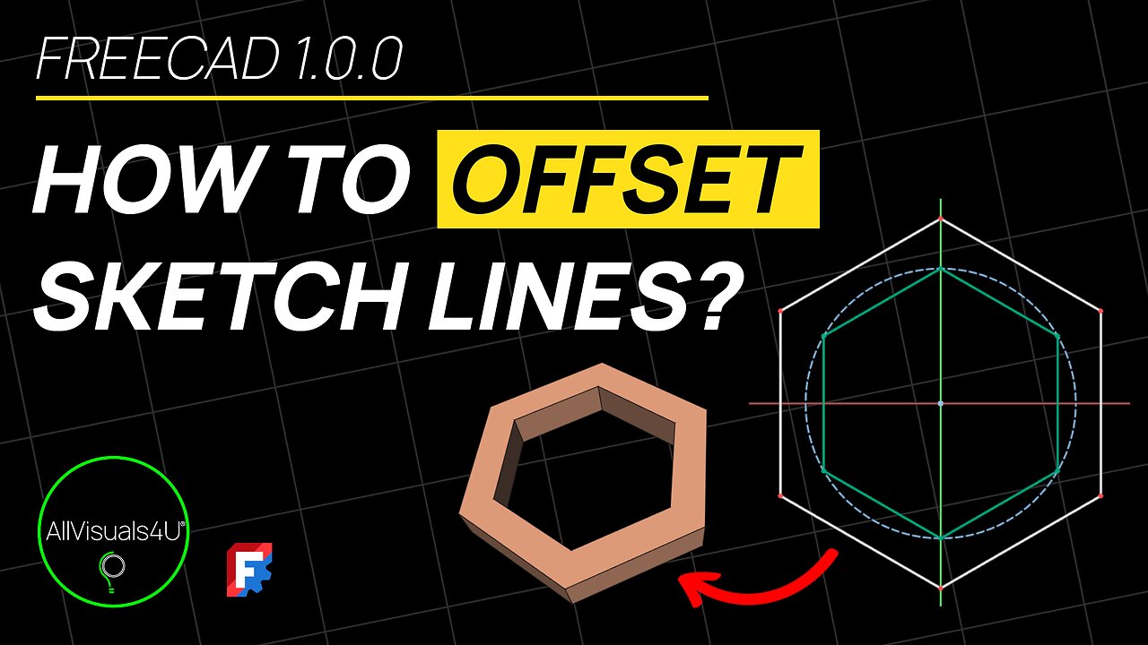 ⏱ TIMELAPSE 🙏 Offset Sketch Lines In FreeCAD 1.0 - FreeCAD Offset Sketch - FreeCAD Sketcher Offset