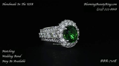 BBR 710E Emerald And Diamond Engagement Ring By BloomingBeautyRing.com