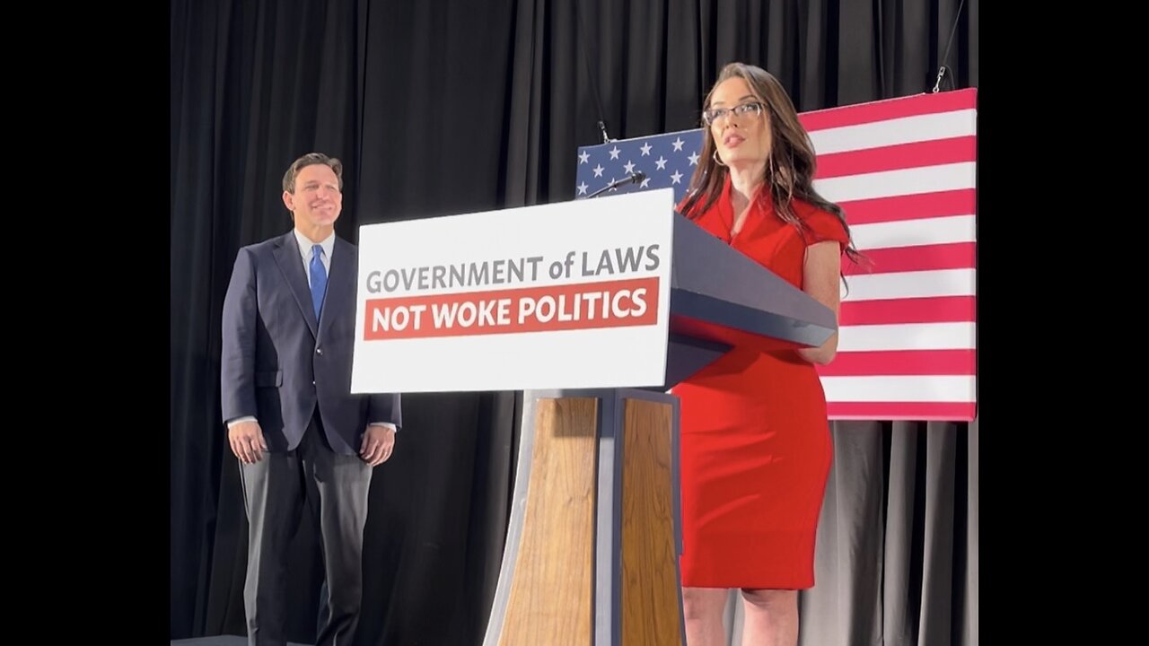 Laura DiBenedetto gives speech alongside Florida Governor Ron DeSantis in opposition of ESG