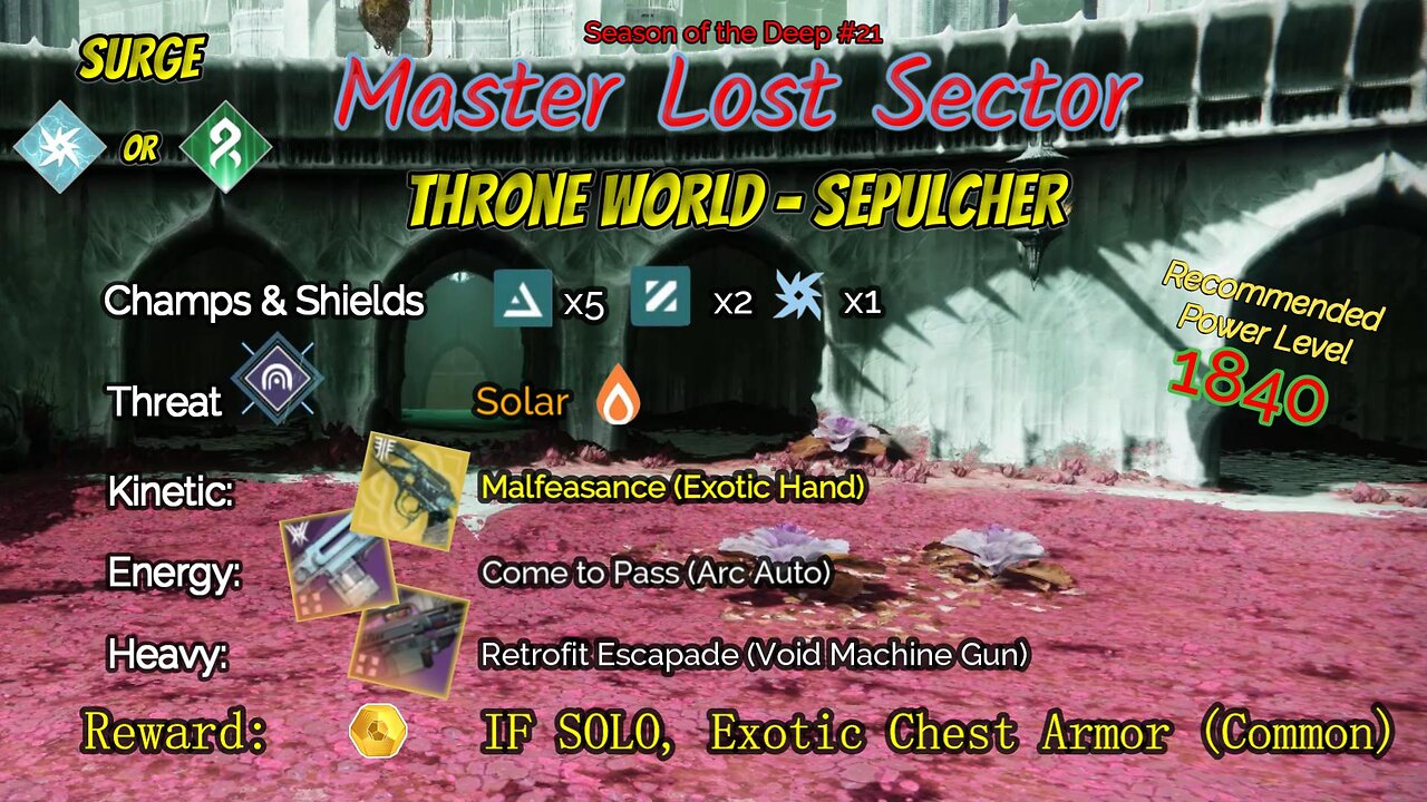 Destiny 2 Master Lost Sector: Throne World - Sepulcher on my Strand Titan Solo-Flawless 7-21-23