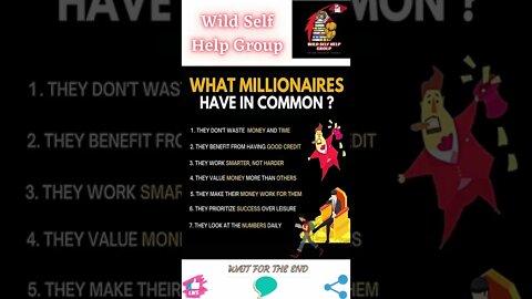 🔥What millionaires have in common🔥#shorts🔥#wildselfhelpgroup🔥16 July 2022🔥