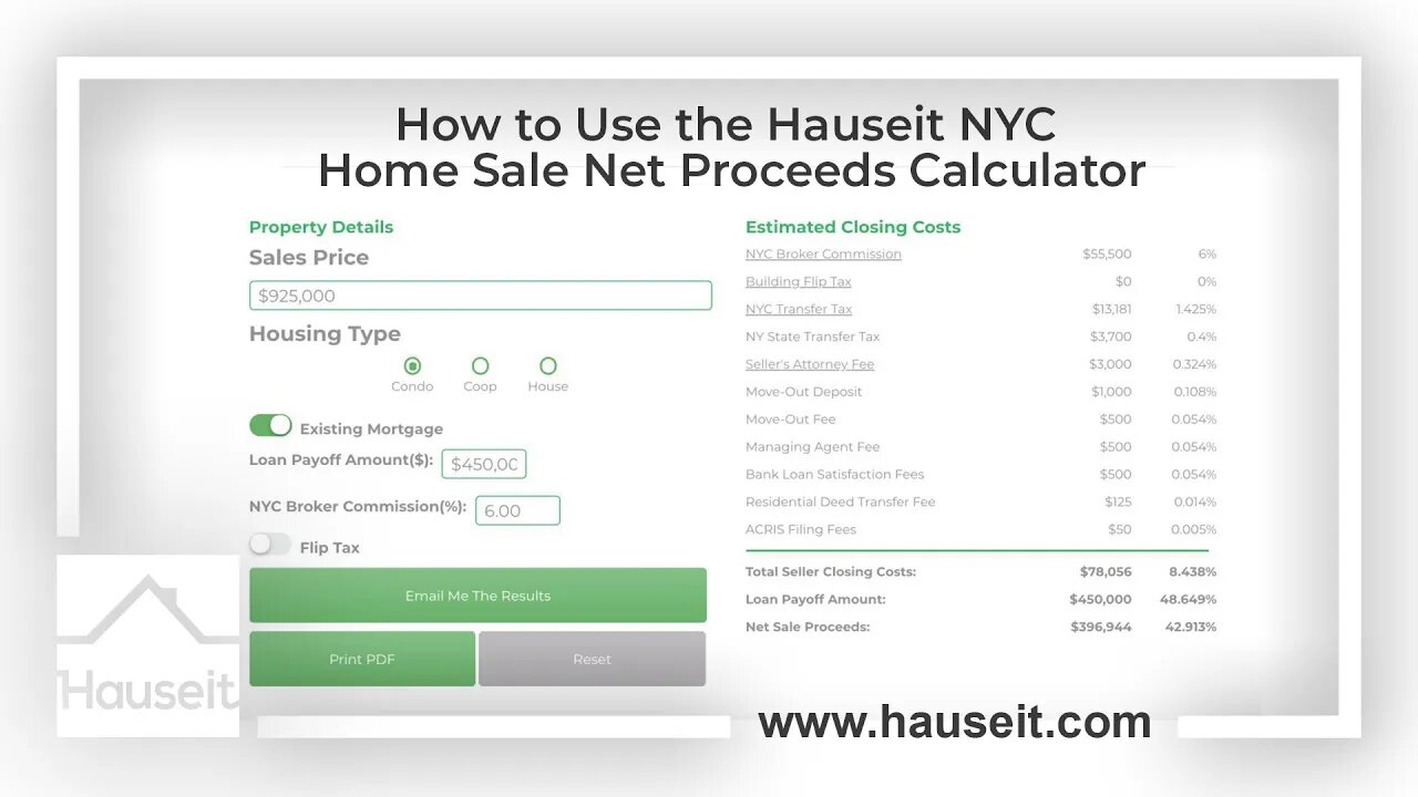 How to Use the Hauseit® NYC Home Sale Net Proceeds Calculator [Tutorial]