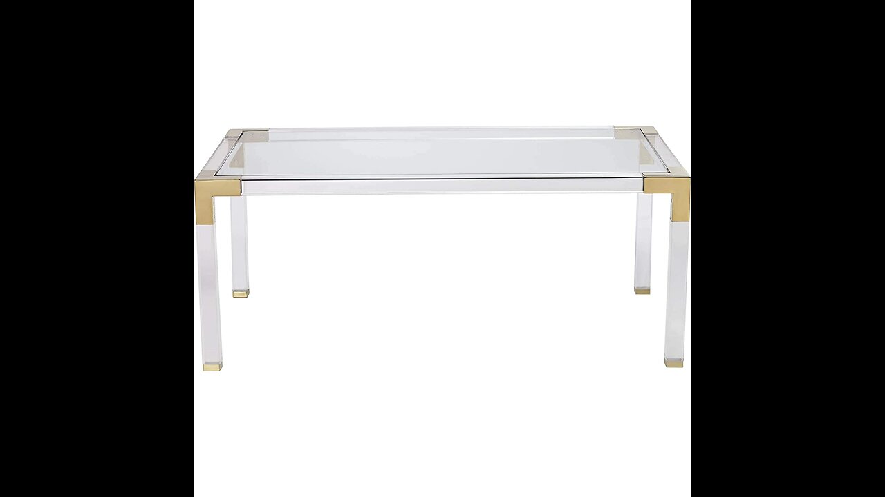 Hanna Modern Glam Cast Acrylic Square Coffee Table 40" Wide Brilliant Gold Clear Tempered Glass...