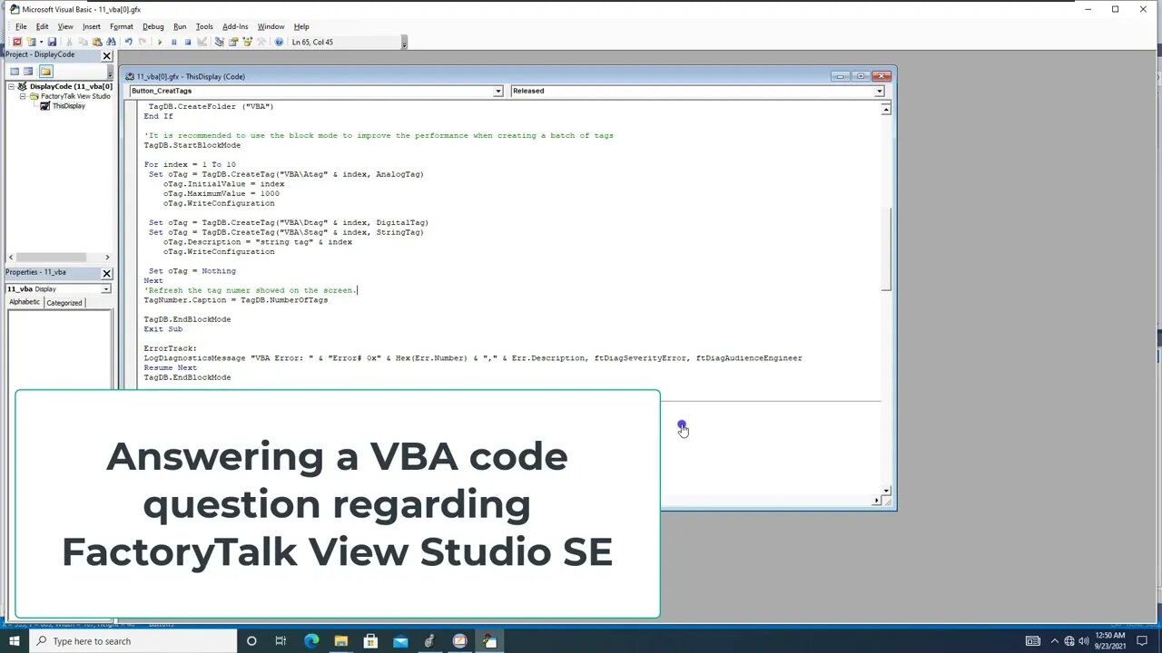 Answering a VBA Code Question About FactoryTalk View SE TagDB