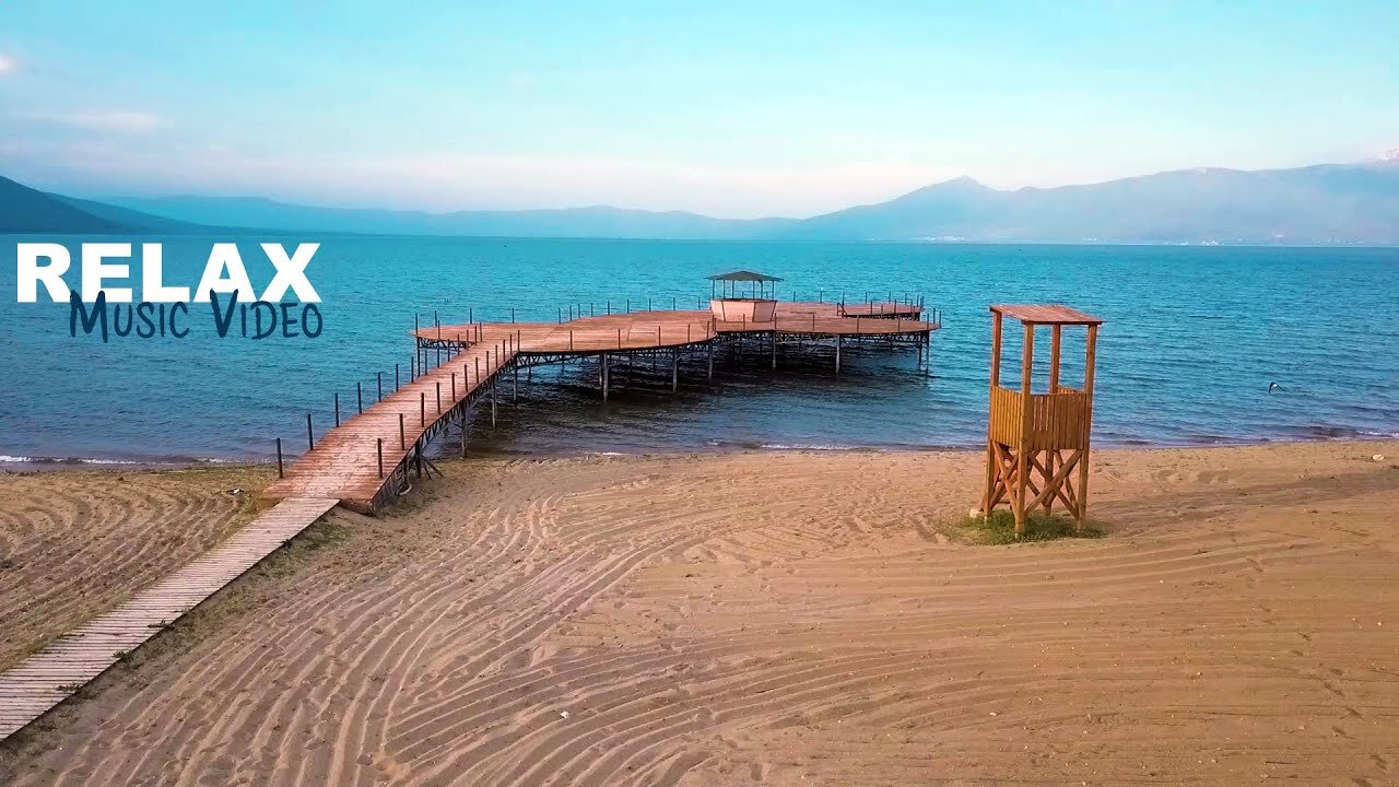 RELAXING MUSIC, Beach Water Waves Sound Meditation Nature Birds Landscape Relax Scenary | Drone View