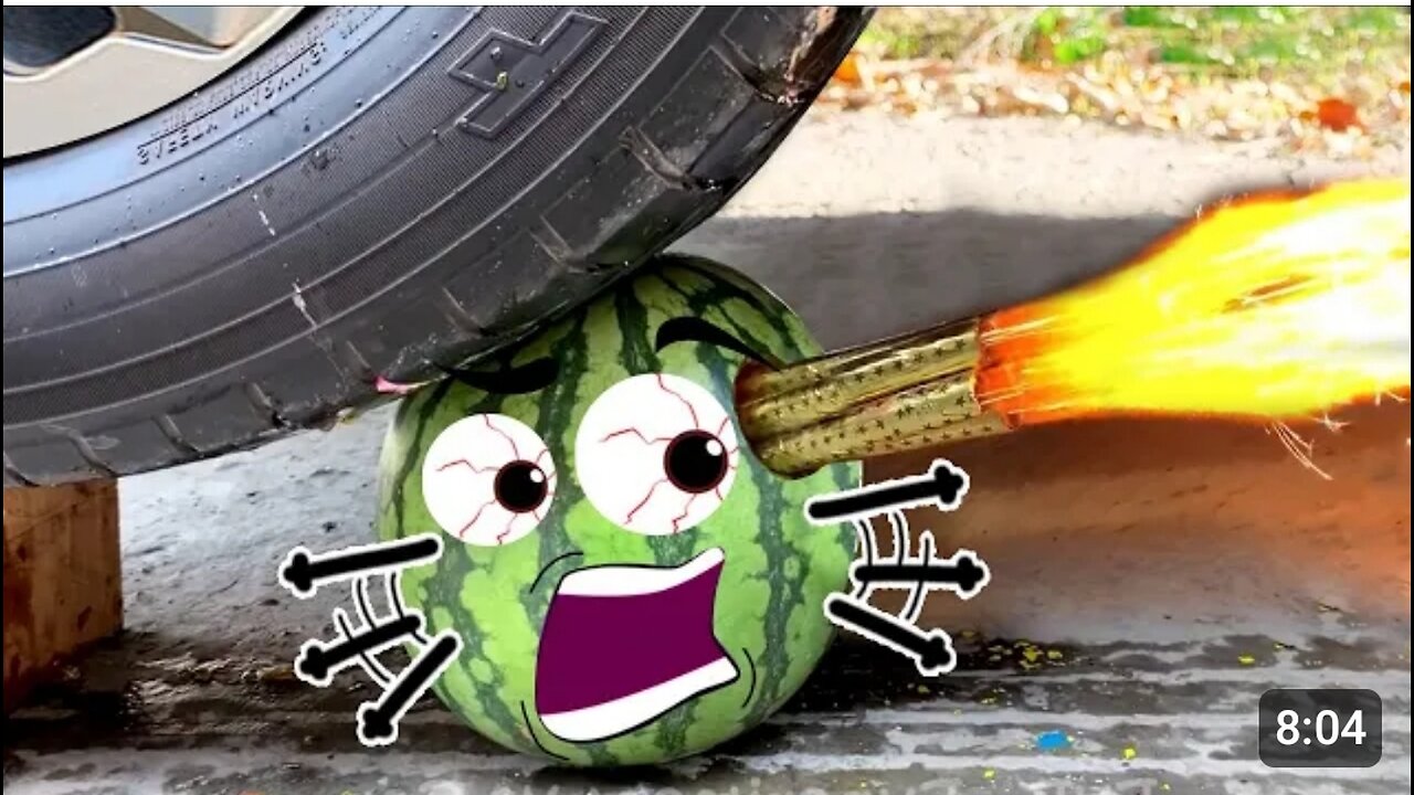 Crushing Crunchy & Soft Things by Car _ Experiment Doodles_ Watermelon, Nails _ Woa Doodles