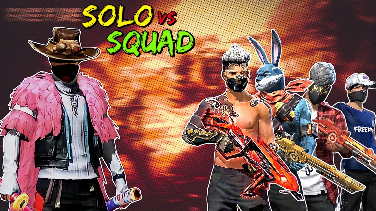 1 NOOB VS 4 PRO PLAYERS SOLO VS SQUAD GAMEPLAY | GARENA FREEFIRE