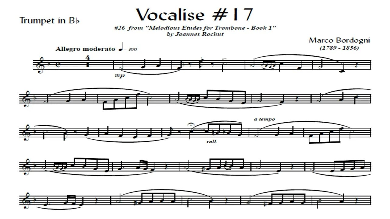 [TRUMPET VOCALISE ETUDE] Marcos Bordogni Vocalise for Trumpet #17