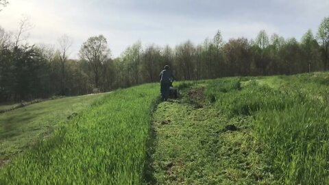 Flail mower shreds grass into mulch easily