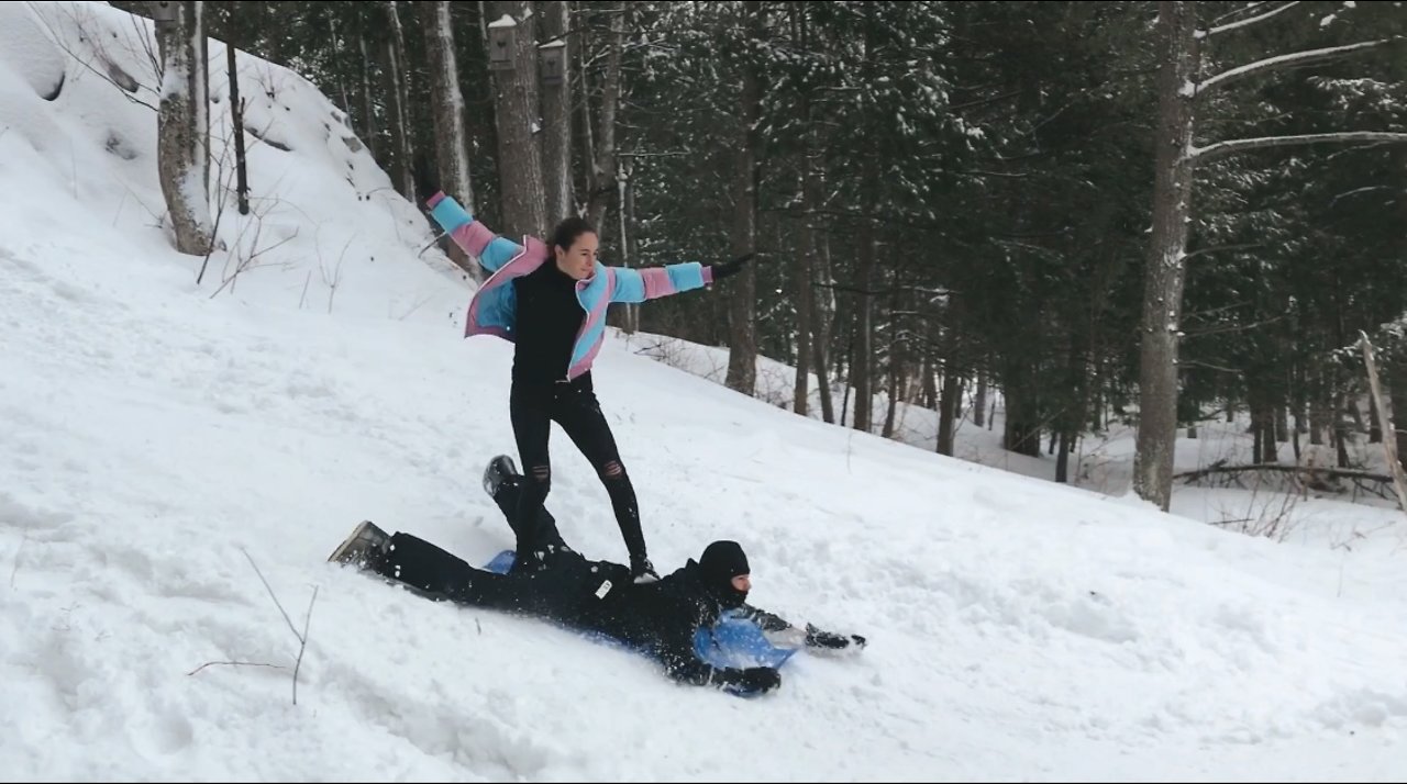 Human snowboard attempt ends in truly epic fail