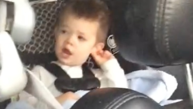 2 year old boy with the sweetest voice singing in the back seat