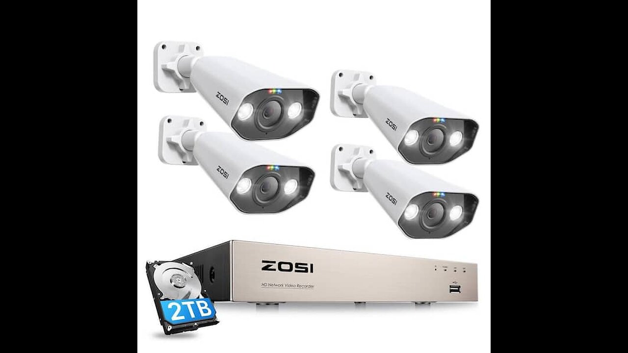 ZOSI 1080p H.265+ PoE Security Camera Systems Outdoor Indoor, 5MP 8 Channel PoE NVR Recorder an...