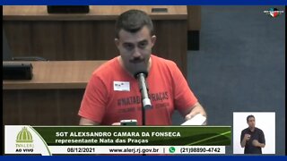 No dia 08/12/21, o SGT CÂMARA do grupo #NATADASPRAÇAS fez um discurso na ALERJ.