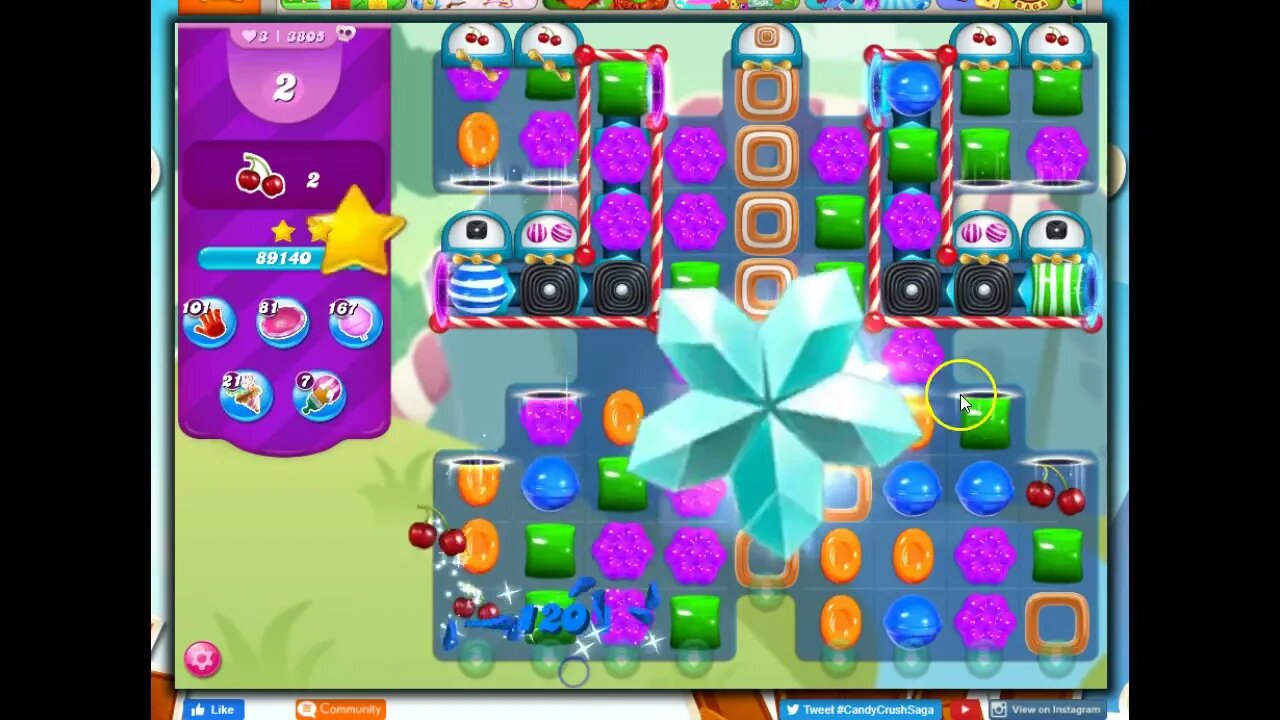 Candy Crush Level 3805 Talkthrough, 16 Moves 0 Boosters