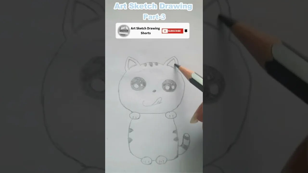 Easy Pencil Drawing Cat 🐈 Tutorial Step by Step Shorts 3 #shortvideos #drawingtutorial #catdrawing