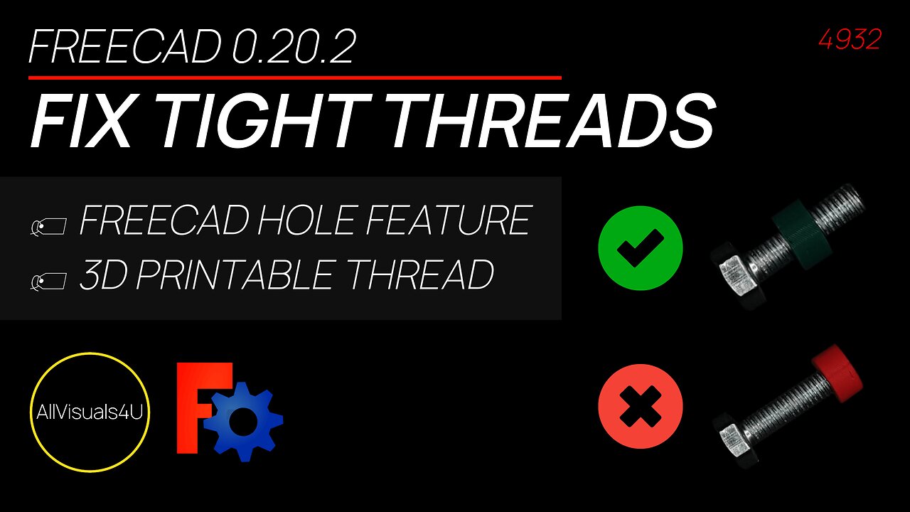 🔩 How To Fix Tight 3D Printed Threads - Hole Clearance - FreeCAD Thread - FreeCAD Hole Feature