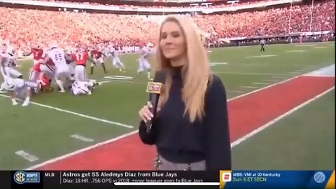 NFL reporter gets hit by players 😂😂😂