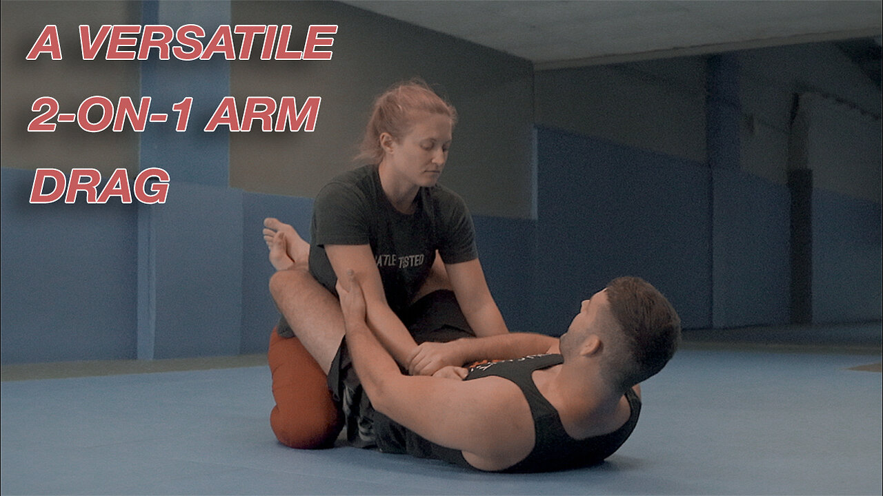 Back Take, Pendulum Sweep, & Arm Bar from a 2-On-1 Arm Drag