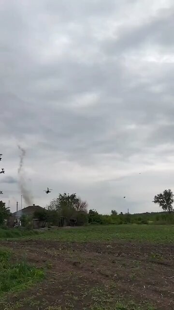 Russian Ka-52 combat helicopter missile volley in Ukraine