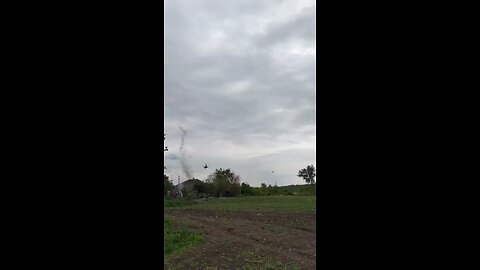 Russian Ka-52 combat helicopter missile volley in Ukraine