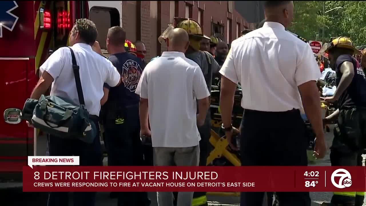 Eight firefighters injured after fire at a house on Detroit's Eastside