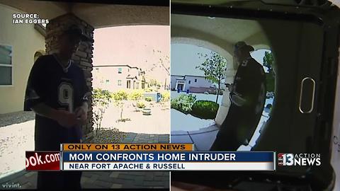 Mom confronts home intruder in front of children