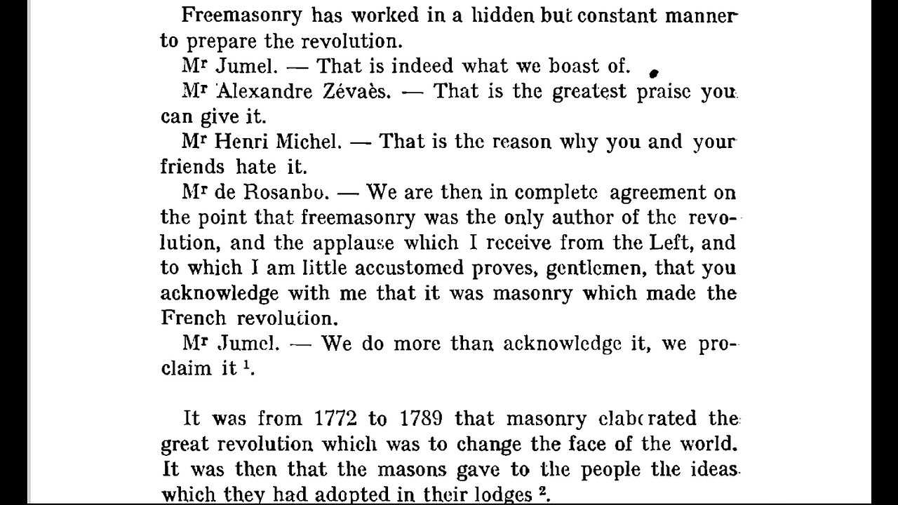 FREEMASONS THE SELF ADMITTED SOLE ARCHITECTS OF THE FRENCH REVOLUTIONS SPREAD THEIR JESUIT PROPAGANDA THEY ADOPTED IN THEIR LODGES ON TO THE PUBLIC WHICH LEAD TO THE GENOCIDE OF CHRISTIANS.